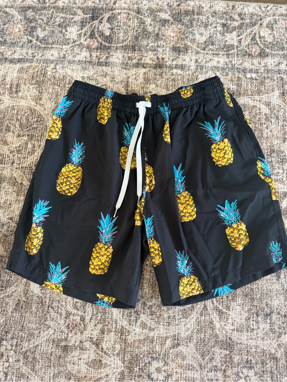 chubbies Black Swim Trunks with Yellow Pineapples  (liner has been removed)